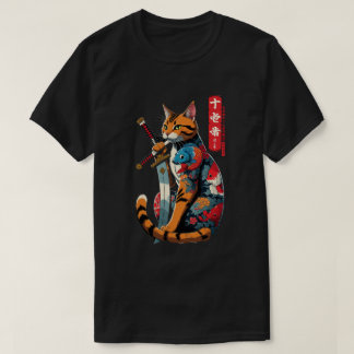 Samurai Cat Warrior – Epic Japanese Tattoo Style T-Shirt