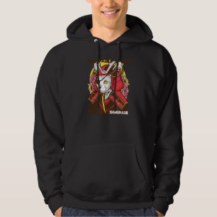 Samurai Cat Warrior Eye Patch in Tradition Hoodie