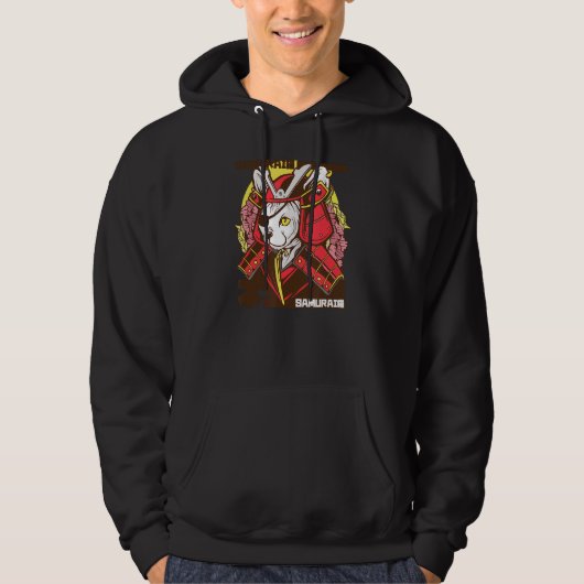 Samurai Cat Warrior Eye Patch in Tradition Hoodie (Vorderseite)