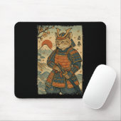 Samurai Cat Warrior Japanisch Ukiyo-e Artwork Cat Mousepad (Mit Mouse)