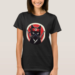 Samurai Cat Warrior Katana Japanisch Ninja Art T-Shirt