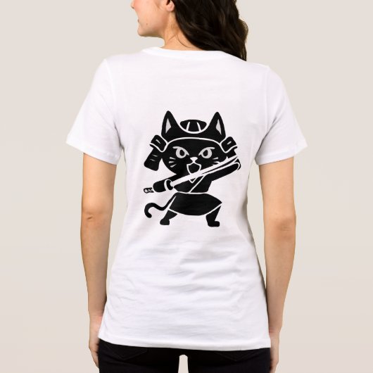 Samurai Cat Warrior - Niedlich Ninja Kitten Fighte Tri-Blend Shirt (Rückseite)