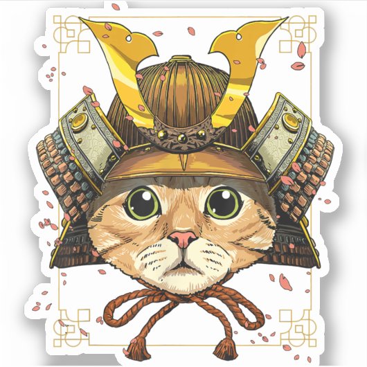 Samurai Cat Warrior Samurai Cat Lovers Aufkleber (Vorderseite)