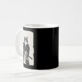 Samurai Cat Warrior Tinte Art Funny Japanese Style Kaffeetasse (Vorderseite Links)
