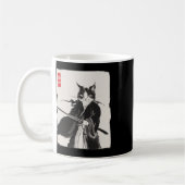 Samurai Cat Warrior Tinte Art Funny Japanese Style Kaffeetasse (Links)