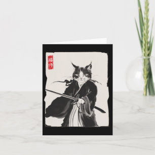 Samurai Cat Warrior Tinte Art Funny Japanese Style Karte
