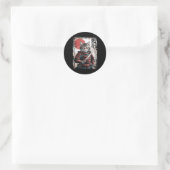 Samurai Cat Warrior Ukiyo Ink Artwork Cat Samurai Runder Aufkleber (Tasche)