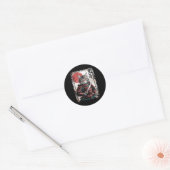 Samurai Cat Warrior Ukiyo Ink Artwork Cat Samurai Runder Aufkleber (Umschlag)