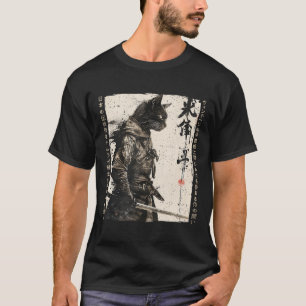 Samurai Cat Warrior Ukiyo Ink Artwork Cat Samurai T-Shirt