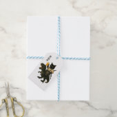 Samurai Cat with Beer & T-Rex | Retro Japanese Art Geschenkanhänger (Mit Garn)