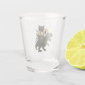 Samurai Cat with Beer & T-Rex | Retro Japanese Art Schnapsglas (Rückseite)
