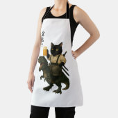 Samurai Cat with Beer & T-Rex | Retro Japanese Art Schürze (InSitu)
