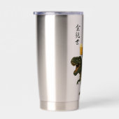 Samurai Cat with Beer & T-Rex | Retro Japanese Art Thermobecher (Rechts)