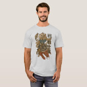 "Samurai cat with kitsune mask and koi fish art" T-Shirt (Vorne ganz)