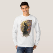 【Samurai Cherry Blossom Long Sleeve T-Shirt】 T-Shirt (Vorne ganz)