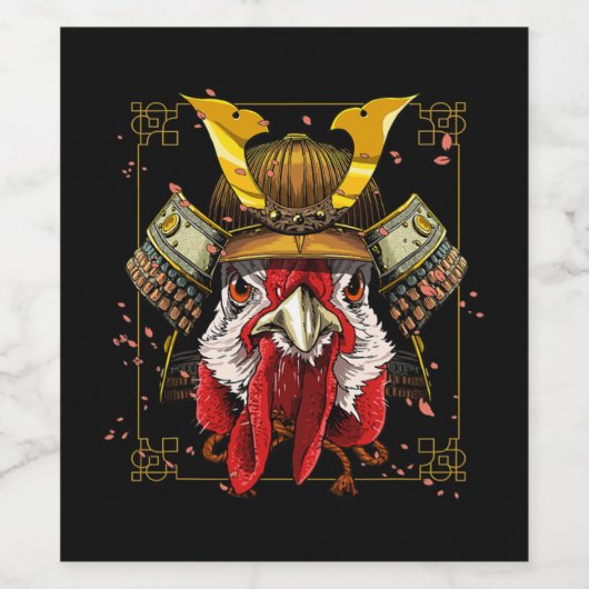 Samurai Chicken Warrior Samurai Lovers 135 Weinetikett (Einzelnes Label)