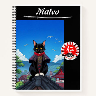 Samurai Compassion Cat Spiral Notebook Notizblock