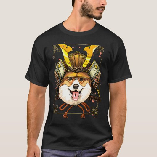 Samurai Corgi Hund Krieger Samurai Corgi T-Shirt (Vorderseite)