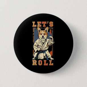 Samurai Corgi in Jiu Jitsu Gi Bjj Life Brasilianis Button