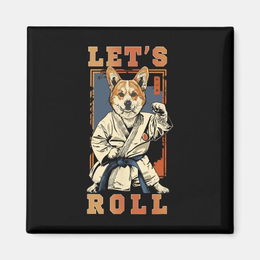Samurai Corgi in Jiu Jitsu Gi Bjj Life Brazilian K Magnet (Vorne)