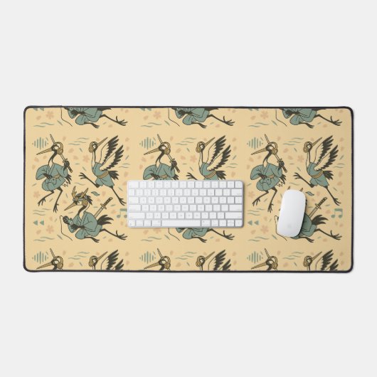 Samurai Crane with Headphones  Schreibtischunterlage (Tastatur & Maus)