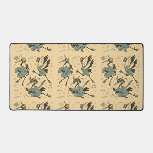 Samurai Crane with Headphones  Schreibtischunterlage (Vorderseite)