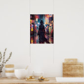 Samurai CyberPunk Modern Nightscape Futuristic Poster (Küche)
