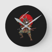 Samurai Demon Oni Runde Wanduhr (Vorderseite)
