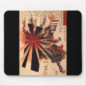 Samurai, der gegen explodierende Muschel Mousepad (Vorne)