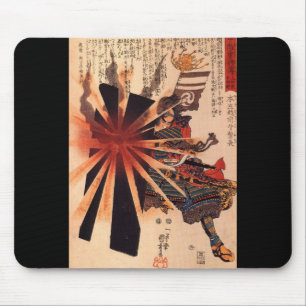 Samurai, der gegen explodierende Muschel Mousepad
