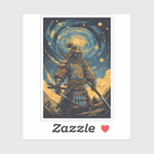 Samurai der Wu, Vintag, Retro Aufkleber (Blatt)