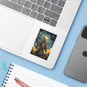 Samurai der Wu, Vintag, Retro Aufkleber (Laptop mit iPhone)