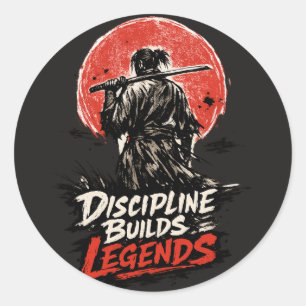 Samurai-Disziplin-Motivations-Kunst Runder Aufkleber