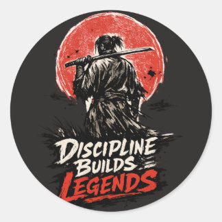 Samurai-Disziplin-Motivations-Kunst Runder Aufkleber