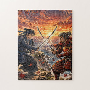 Samurai-Duell bei Sonnenuntergang Puzzle