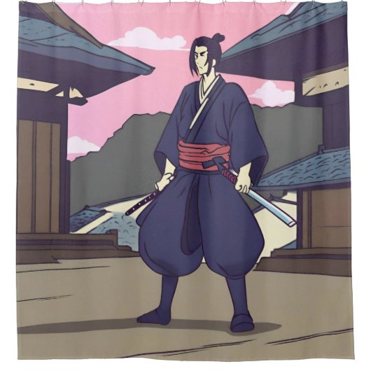 Samurai Duschvorhang (Vorderseite)