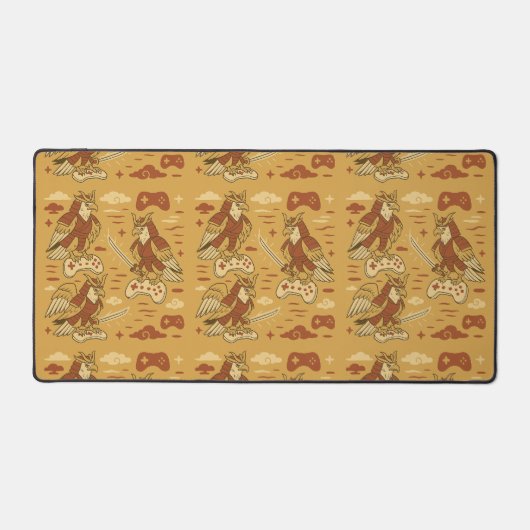 Samurai Eagle with Game Controller Schreibtischunterlage (Vorderseite)