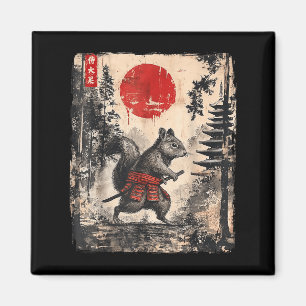 Samurai Eichhörnchen Japanische Vintage Lustige Ge Magnet