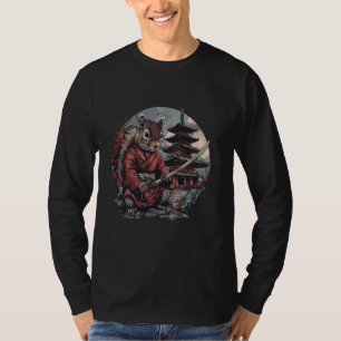 Samurai Eichhörnchen Pagoda Temple Japanischer Kri T-Shirt