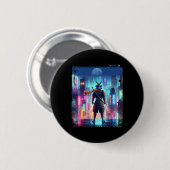 Samurai Electric Pole in Japanisch Retro Cyberpunk Button (Vorne & Hinten)