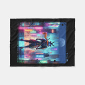 Samurai Electric Pole in Japanisch Retro Cyberpunk Fleecedecke (Vorderseite (Horizontal))