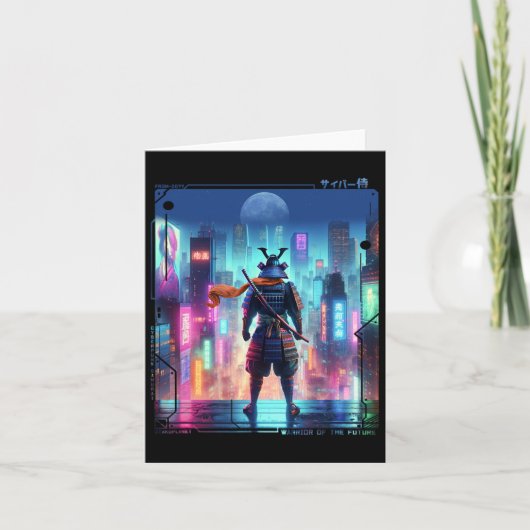 Samurai Electric Pole in Japanisch Retro Cyberpunk Karte (Vorderseite)