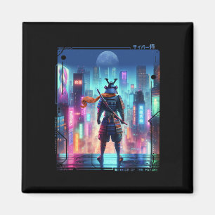 Samurai Electric Pole in Japanisch Retro Cyberpunk Magnet