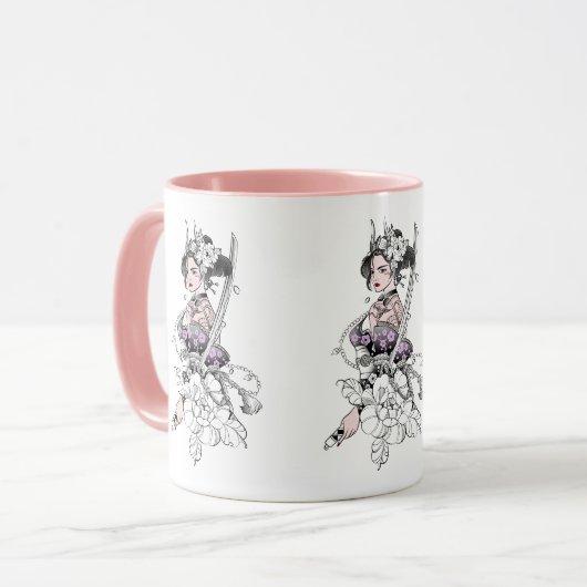 Samurai Female Warrior Tasse (Vorderseite Links)