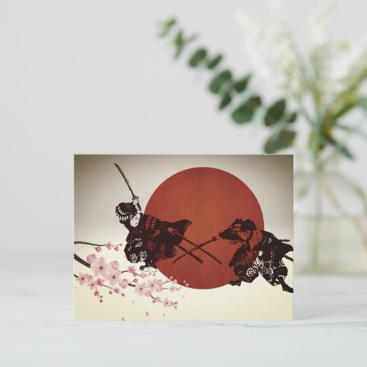 Samurai Fight Feiertagspostkarte (Stehend Vorderseite)