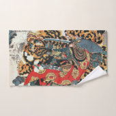 Samurai Fighting a Tiger, Kuniyoshi, Ukiyo-e Badhandtuch Set (Handtuch)