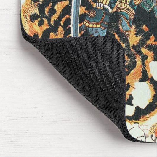 Samurai Fighting a Tiger, Kuniyoshi, Ukiyo-e Mousepad (Ecke)