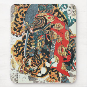 Samurai Fighting a Tiger, Kuniyoshi, Ukiyo-e Mousepad