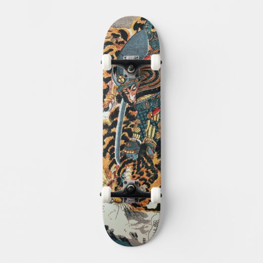 Samurai Fighting a Tiger, Kuniyoshi, Ukiyo-e Skateboard (Vorderseite)