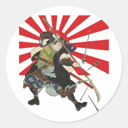 Samurai-Flaggenaufkleber Runder Aufkleber (Vorderseite)